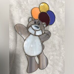 Stained Glass Bear With Balloons